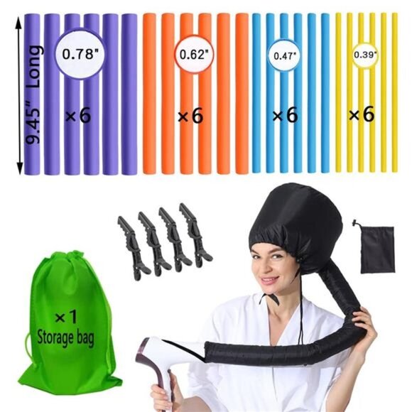 3 in 1 Flexi Foam Curlers Twist Rods with Hair Dryer Bonnet main image 5